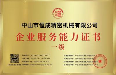 企业服务能力证书一级